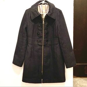 Anthropologie. Navy double breasted coat.